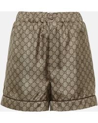 Gucci - GG Printed Silk Twill Shorts - Lyst