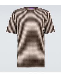 Ralph Lauren Purple Label Gestreiftes T-Shirt mit Baumwollanteil - Braun