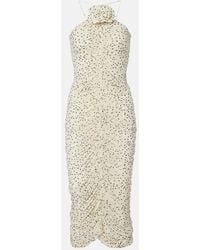 Magda Butrym - Floral-Applique Polka-Dot Maxi Dress - Lyst