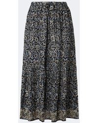 Ulla Johnson - Olina Printed Tiered Cotton-Blend Midi Skirt - Lyst