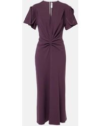 Victoria Beckham - Wool-Blend Gathered-Waist Midi Dress - Lyst