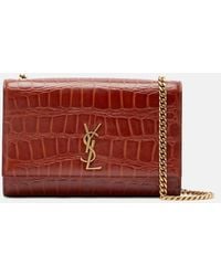 Saint Laurent - Kate Small Croc-Effect Leather Shoulder Bag - Lyst