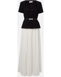 Self-Portrait - Belted Pleated Chiffon Maxi Dress - Lyst