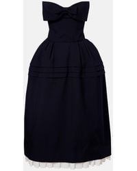 ShuShu/Tong - Bow-Detail Wool And Silk Midi Dress - Lyst