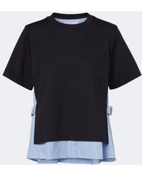 Sacai - Layered Cotton Jersey And Poplin Top - Lyst