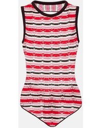 The Attico - Striped Crochet Cotton Top - Lyst