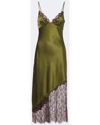 STAUD - Lara Lace-Trimmed Silk-Blend Satin Slip Dress - Lyst