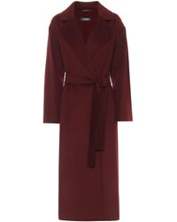 Max Mara Elena Belted Virgin-wool Coat - Red