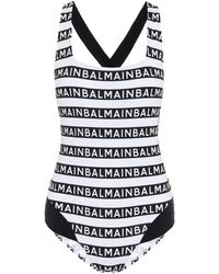Balmain Bañador con logo - Negro