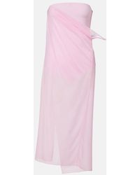 Courreges - Draped Sheer Jersey Crepe Midi Dress - Lyst