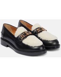 Tod's - Leather And Shearling Loafers - Lyst