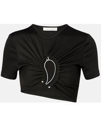 Christopher Esber - Paisley Cropped Gathered T-Shirt - Lyst