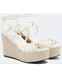 Jimmy Choo - Nyra Braided Leather Espadrille Wedges - Lyst