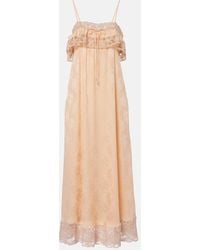 Chloé - Lace-Trimmed Silk Jacquard Midi Dress - Lyst