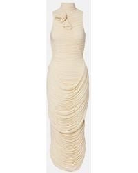 Magda Butrym - Vestido De Fiesta Fruncido Con Aplique Floral - Lyst