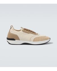 Brioni - Leather-Trimmed Sneakers - Lyst
