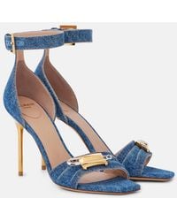 Balmain - Sandalen Aus Denim - Lyst