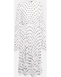 Balenciaga - Polka-dot Pleated Crepe Midi Dress - Lyst