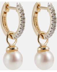 Mateo - Boucles d'oreilles en or 14 ct, diamants et perles amovibles - Lyst