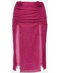 Oséree - Lumiere Rose Ruched Midi Skirt - Lyst