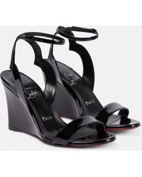 Christian Louboutin - Patent Leather Wedge Sandals - Lyst