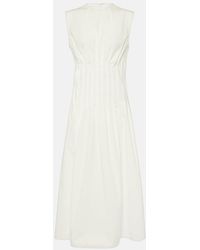 KHAITE - Wes Pleated Cotton Poplin Maxi Dress - Lyst