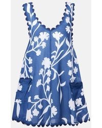 Juliet Dunn - Floral Scalloped Cotton Minidress - Lyst
