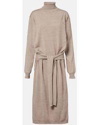 Lemaire - Trompe L'Oil Wool-Blend Midi Dress - Lyst