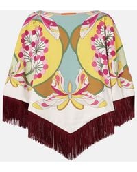 La DoubleJ - Florette Placee Reversible Satin Poncho - Lyst