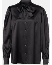 Dolce & Gabbana - Tie-Neck Silk-Blend Satin Blouse - Lyst