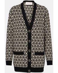 Valentino - Toute La V Virgin Wool Jacquard Cardigan - Lyst