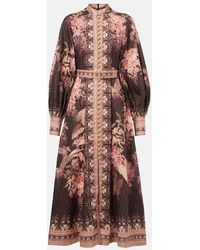 Zimmermann - Illuminate Floral Linen Midi Dress - Lyst