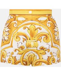 Dolce & Gabbana - Majolica High-Rise Cotton Shorts - Lyst