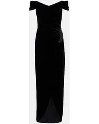 Costarellos - Embellished Off-Shoulder Velvet Gown - Lyst