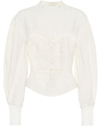 Isabel Marant Blouse en coton et macramé Lyneth - Blanc