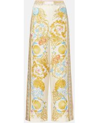 Versace - Underwater Barocco Silk Palazzo Pants - Lyst