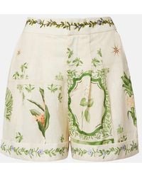 Agua Bendita - Rommy Floral Linen Bermuda Shorts - Lyst