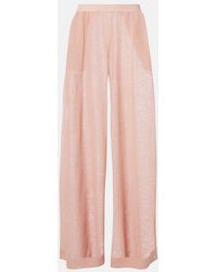 Alaïa - Semi-Sheer Linen And Silk Wide-Leg Pants - Lyst