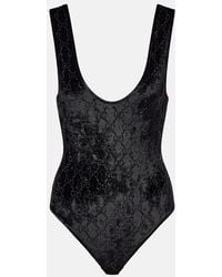 Gucci - Gg Embellished Chenille Bodysuit - Lyst