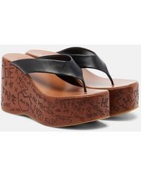 Chloé - Maxime Leather Wedge Thong Sandals - Lyst