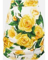 Dolce & Gabbana - Mini-jupe en soie melangee a fleurs - Lyst
