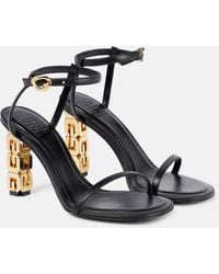 Givenchy - Sandales à talon bottier noires à ferrure à logo - Lyst