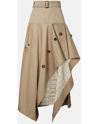 Burberry - Heather Asymmetric Cotton Midi Skirt - Lyst