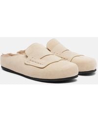 Jacquemus - Shearling-Lined Suede Mules - Lyst