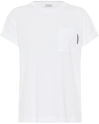 Femme Vêtements Tops T-shirts T-shirt à manches roulottées Brunello Cucinelli en coloris Jaune 