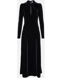 Ganni - Keyhole-Neck Velvet Maxi Dress - Lyst