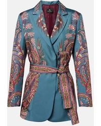 Etro - Bedruckter Blazer Aus Seide - Lyst