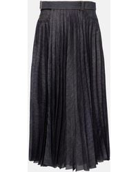 Sacai - Denim Pleated Midi Skirt - Lyst