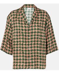 Dries Van Noten - Camisa De Saten Con Pata De Gallo - Lyst