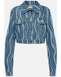 Area - Giacca cropped Sunray di jeans con stampa - Lyst